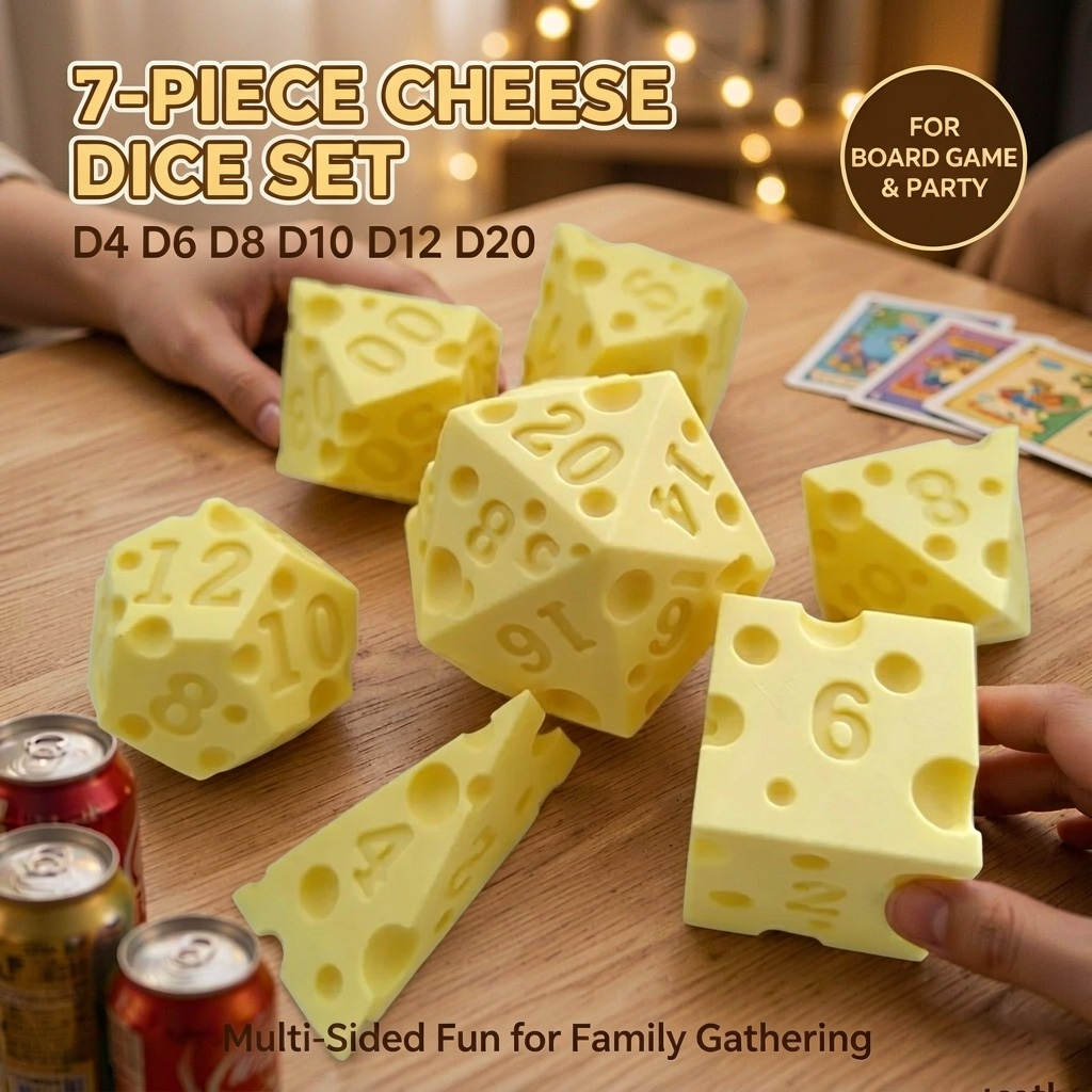 Dice Set Polyhedral - Creative Irregular Cheese Shape Dice Set