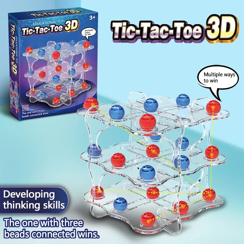Board Game With Questions - 3D Three-Dimensional Tic-Tac-Toe Fun Board Game,