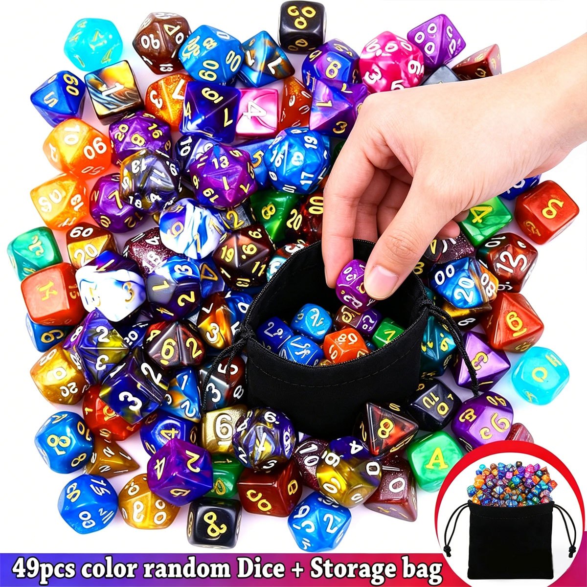 49Pcs Polyhedral Dice Set with - огляд і ціна Dice Set Polyhedral