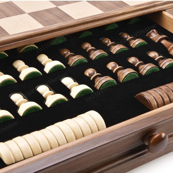 Walnut solid wood chess checke - огляд і ціна Chess Set Wooden