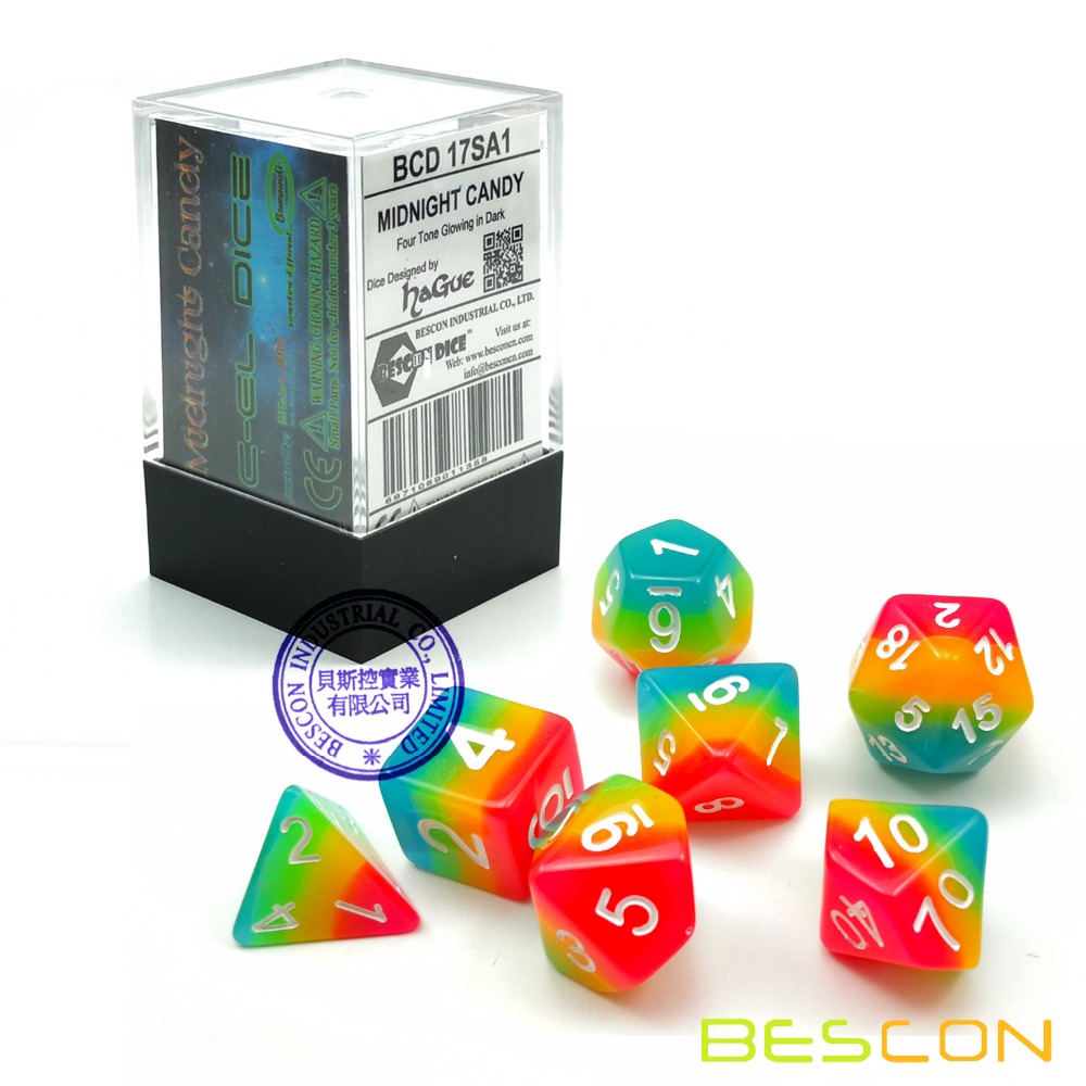 Bescon Fantasy Rainbow Glowing - огляд і ціна Dice Set Polyhedral