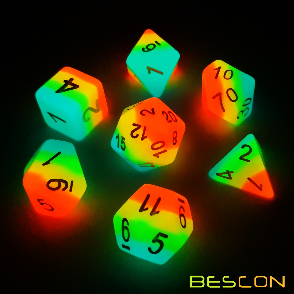 Bescon Fantasy Rainbow Glowing - огляд і ціна Dice Set Polyhedral