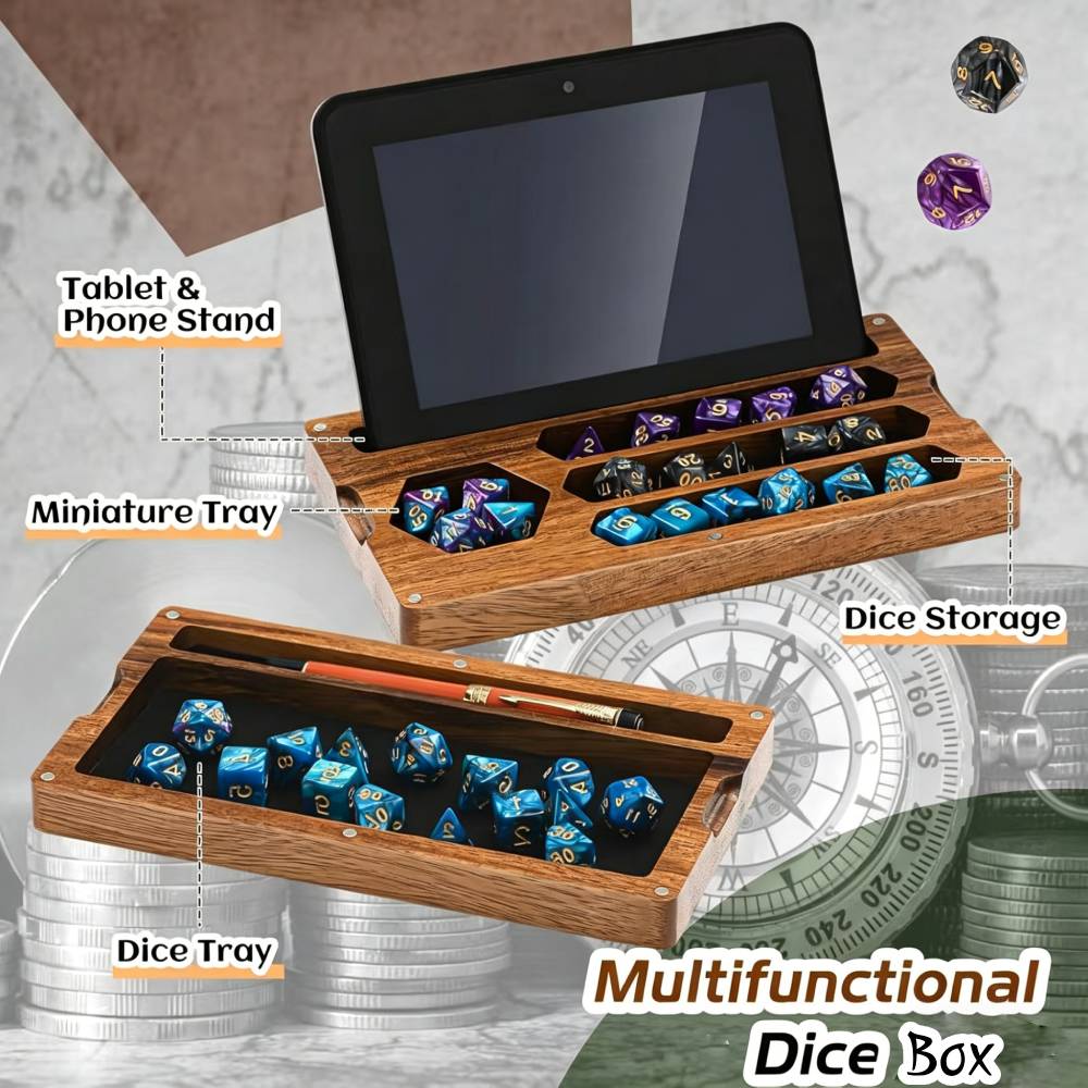 Wooden Dice Storage Box Walnut - огляд і ціна Board Game Organization